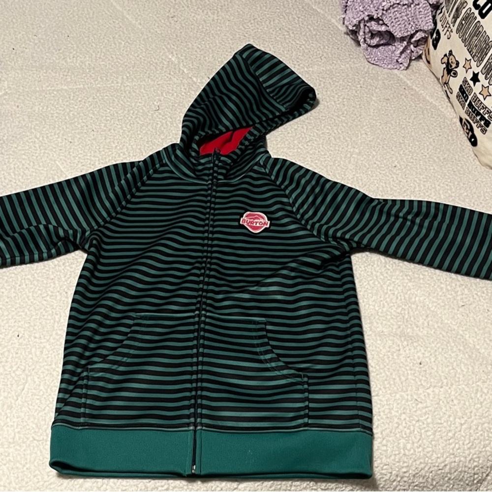 Burton Green Striped Kids Hoodie XL